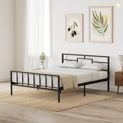 Amazon Brand - Solimo Cyrus Metal Queen Bed (Black,Glossy)