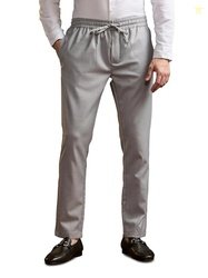 THE BEAR HOUSE Men's Solid Slim Fit Formal Trouser with Elastic Waistb