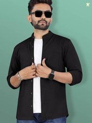 VeBNoR Men Regular Fit Self Design Mandarin Collar Casual Shir...