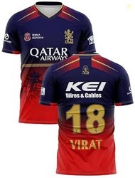 newtal Men Printed V Neck Polyester Dark Blue, Red T-Shirt