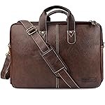 Amazon Basics Men’s Synthetic Leather Office Laptop Bag | Fits Up to 14/15.6/16 Inch Laptop/MacBook | Adjustable Handle | Shoulder Strap | (Tan)