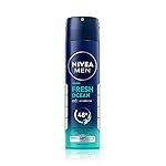 NIVEA Men Fresh Ocean Deodorant Spray, 150ml | 48 H Active Odour Protection | Fresh Long Lasting Deo for men | Fights Odour causing bacteria | Aqua and Sandalwood | 150ml