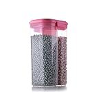 Suzec 2 Section Space Saver Air Tight, PET Transparent Plastic Container for Grocery, Flour, Snacks, Cereal, Grain Kitchen Storage Container (2000 ML, 2 in 1, Air Tight, Multicolor, 1 PCS)