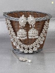 VATSALYA creation Alloy Silver White Jewel Set