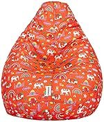 Solimo Quirky Red XXXL Printed Bean Bag Cover Without Beans (Fabric)