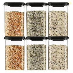 MIXOSA Air Tight Kitchen Storage Containers Set of 6, Food Grade Trans