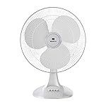 Havells Sameera 400mm Table Fan | Jerk free oscillation, 120 ribs guard, 3 Speed Settings, 1360 RPM Powerful Motor | Aerodynamically designed & balanced PP blades, 2 Year Warranty | (Pack of 1, White)