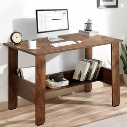 ABOUT SPACE Rustic Wooden Study Table with Storage | Multipurpose Offi