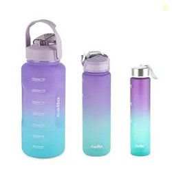 CELLO All Day Large Water Bottle, Purple | Set of 3 (310ml, 790ml, 208