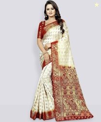 Perfect Wear Self Design Banarasi Cotton Silk, Jacquard Saree(Multicol
