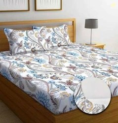 LA MANTTA Cotton King Fitted (Elastic) 250 TC Floral Bedsheet(Pack of