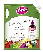 Fem Fruity Squash Soft & Safe Handwash – 1500ml | Enriched with Goodness of Coconut Milk & Vitamin E | Long Lasting Fragrance