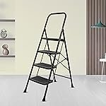 Plantex Premium Foldable Ladder for Home Use â Durable Alloy Steel ladder/4-Step Ladder for Safe and Easy Access (Black & Grey)