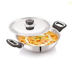 Anjali FPKD26 Stainless Steel Pro Kadai with Stainless Steel Lid 3 LTR