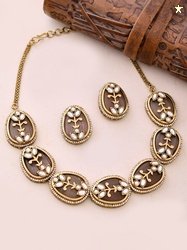 Voylla Gold-Plated Opulence Regal Garden Kundan Studded & Pearls Beade