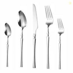 Satin Finished Stainless Steel (Silver, Set of 5) Korean Vintage Style