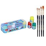 Maped Painting Kit -12 Shades Poster Colours +4 Wooden Handle Brushes-Flat|Soft & Smooth Textured Poster Colours|Vibrant & Rich Shades makespainting Realistic|Soft Movement Bristles|Safe&Non-Toxic