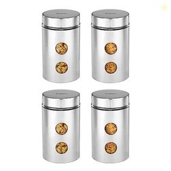 Amazon Brand - Solimo Drip Window Steel Jacketed Glass Jar | Multipurp