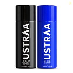 Ustraa Deodorant Black & Blue Body Spray Duo  150ml Each, Intense Aqua