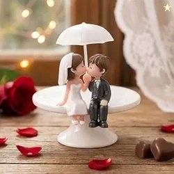 eCraftIndia Romantic Couple Statue Under Umbrella Showpiece Anniversar