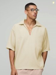 TRAQUILA HIP-HOP Polo Collar Drop-Shoulder Relaxed Fit T-shirt
