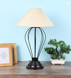tu casa Table Lamps Black Metal Base with Off-White Cotton (Off-White)