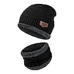 Fitness MantraÂ® Sports Winters Cap & Muffler for Men & Women| Beanie Cap| 1 Set| (Black)