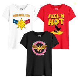 Bon Organik Women Pack of 3 Graphic Printed Round Neck Cotton T-Shirts