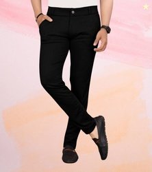 Style sync Men Regular Fit Black Lycra Blend Trousers
