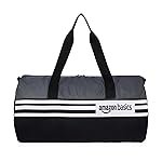 Amazon Basics Gym Trainer Sports Duffle Bag with Shoe Compartment| Water- Resistant| for Men/Women (Black- Grey)