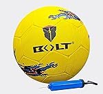 BOLT Thunder Football with Pump | Rubberized Moulded (Ball+Pump) (Yellow)