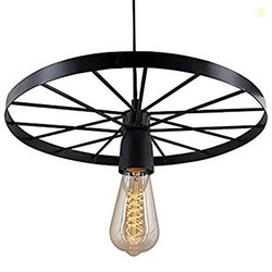Desidiya Hanging Wheel Ceiling Light Lamp (Black, Bulb not Included)(B