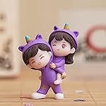 eCraftIndia Valentine Gift for Girlfriend Boyfriend Purple Resin Miniature Cute Couple Statue Girl on Boy’s Shoulder Showpiece Valentine Gift for Husband Wife Her Him | Valentines Day Decoration Item