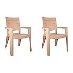 Cello Jordan Chair Set of 2 (Brown) Plastic | Strong and Durable | Easy to Clean | Chair for Living Room, Bed Room, Kitchen, Office Room, Outdoor | 3 Years Warranty