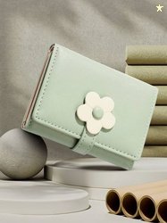 valerie Women Casual Green Genuine Leather Wallet(8 Card Slots)