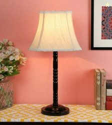 tu casa Off White Cotton Shade with Black Metal-Iron Base Table Lamp |