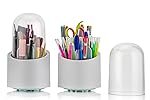 Arto 360Â°Rotating Dust-Proof 7 Compartment Multifunctional Organizer with Lid for Vanity, Home, Office, Study Table, Dressing Table Makeup Brush Holder, Stationary, Pen Storage Box Stand (Multicolor)