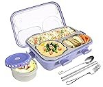 Lunch Box 3 Compartment Leak-Proof BPA Free Stainless Steel, Lunch Box for Kids, Lunch Box for School & Office with a Fork, a Spoon and a Pair of Chopsticks, 750 ml (Purple)