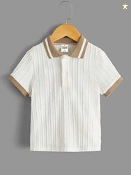 ETTUKITTU Baby Boys Self Design Cotton Blend Regular T Shirt(White, Pa