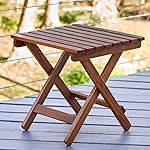 Handmade Wooden Outdoor Adirondack Natural Brown Foldable Coffee Table, Patio End Table for Poolside Garden, Living Room, Bedroom, Small Spaces (Square) 13 Inch
