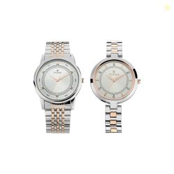 Titan Bandhan Quartz Analog Silver Dial Two Toned Silver and Rose Gold