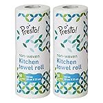 Presto! Non-Woven Reusable Kitchen Towel Roll | 50 Pulls | 100 Sheets (Pack of 2) | Size: 20 x 22 cm | White | Washable | Highly Absorbent | For Daily Use