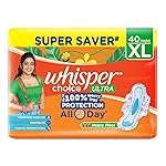 Whisper Choice Sanitary Pads with Wings for Women, XL, 40s Napkins