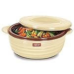 MILTON Aspire 2500 Serving Casserole, Double Walled Inner Stainless Steel, PU Insulated Kitchen Hot Pot, Keeps Food hot & Fresh for Roti, Biryani, 1875 ml, Beige