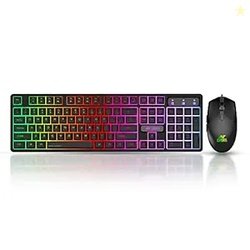 Ant Esports KM1600 Gaming Keyboard & Mouse Combo, Wired Backlit Rainbo