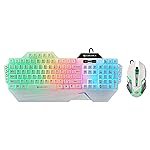 ZEBRONICS Optimus Gaming Keyboard & Mouse Combo, Braided Cable, Gold Plated USB, Upto 3600 DPI, 6 Buttons, High Resolution Sensor, Multicolor LED, Dedicated Macro Keys, 117 Keys (White)