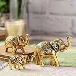 Golden Brass Swan Candle Holder Pair, Decorative Centerpiece for Home DÃ©cor, Living Room, Special Occasions, 12 cm and 13.5 cm Height (Elephant Set-3)