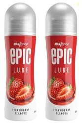Epic Lube Strawberry Flavoured Lubrication Gel for Men & Women| 2x60ml