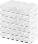 Cotton Hand Towels (13″ X 20″ Inches) Set – Ultra-Soft & Absorbent Wash Basin Wipe Napkins for Bathroom Kitchen Hotel – White Small Towel for Face Hair Gym Spa, Pack of 6