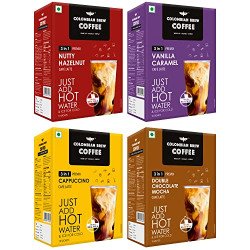 Colombian Brew 3 in 1 Assorted Instant Coffee Premix Caf Latte, Cappuc